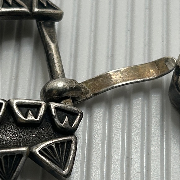 Vintage Sterling Belt Buckle & Slide with Blue Stone Accents - Picture 7 of 9